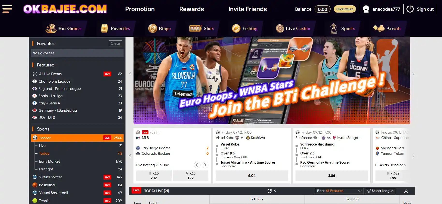 OKBAJEE Sports Betting Lobby